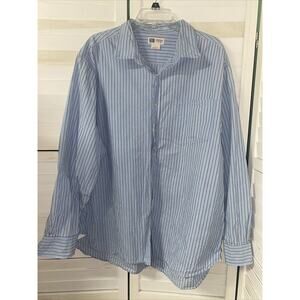 Faded Glory Shirt Men’s Blue Striped Casual Long Sleeve Button Up Cotton Sz 2XL